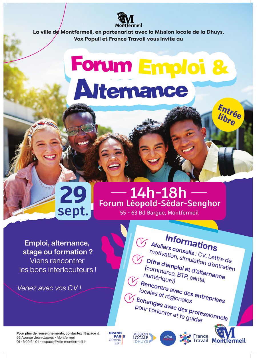 Forum Emploi & Alternance - Ville de Montfermeil, 29 septembre, 14h-18h, Forum Léopold-Sédar-Senghor